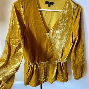 Mustard yellow J Crew Velour Blouse